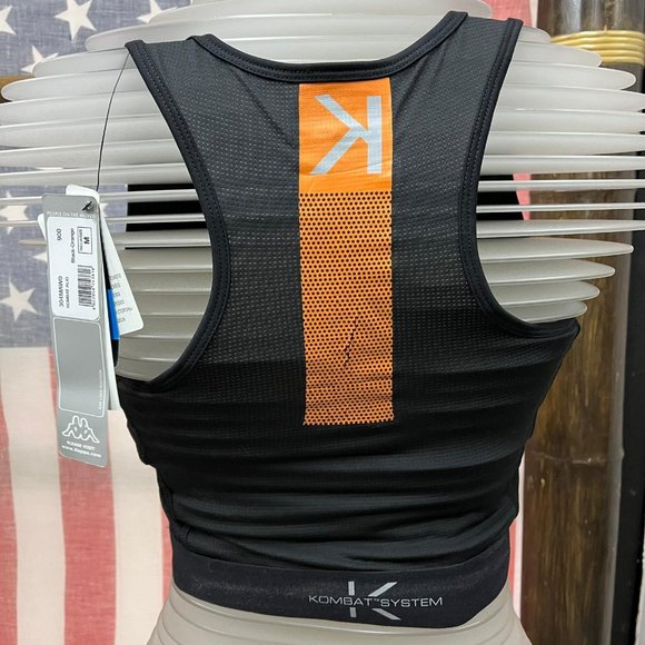 NWT KAPPA CROP TANK TOP 304MAW0 KOMBAT ALID black orange Top skin fit stretch - Picture 2 of 6